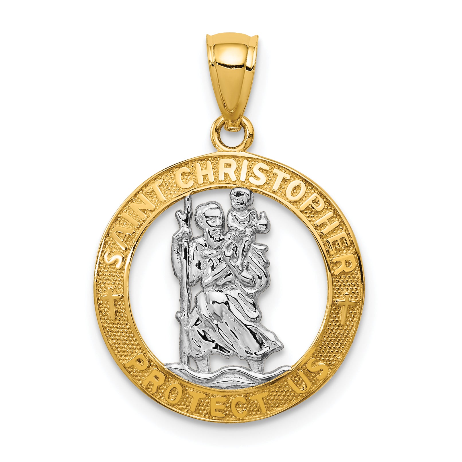 14K w/Rhodium St Christopher Pendant Main image