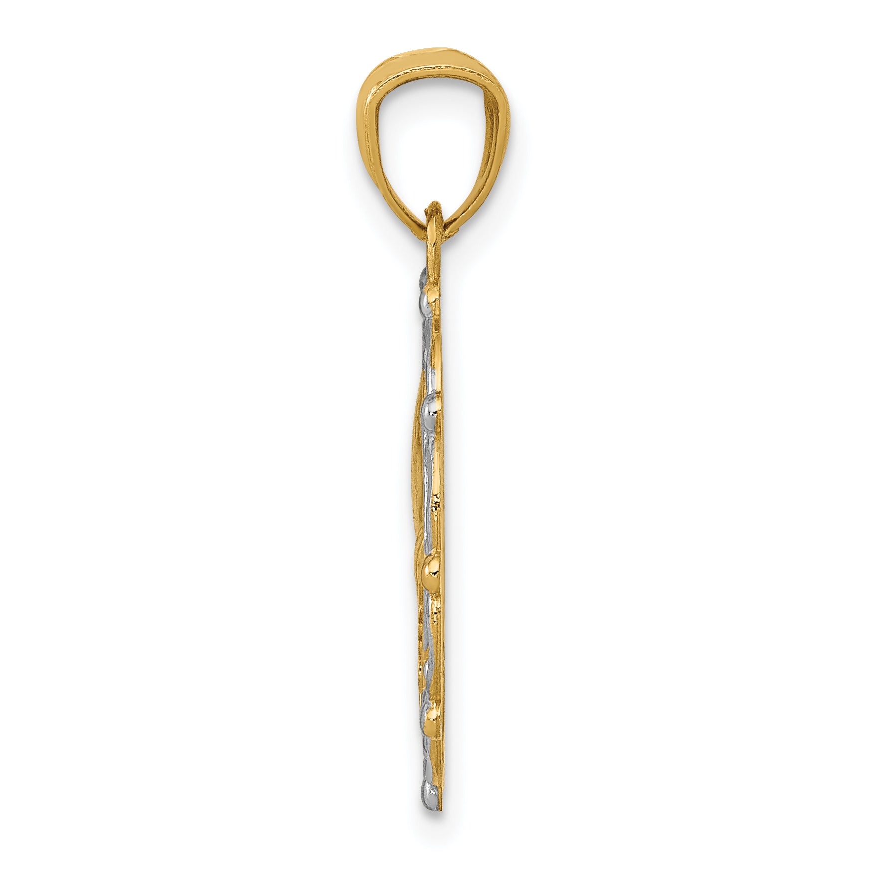 14K Gold Rhodium-Plated Baptism Pendant Solid Cast with Elegant Two-Tone Design Secondary image