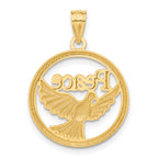 14K Gold Peace Dove Pendant with Polished Rhodium Accents Elegant Design