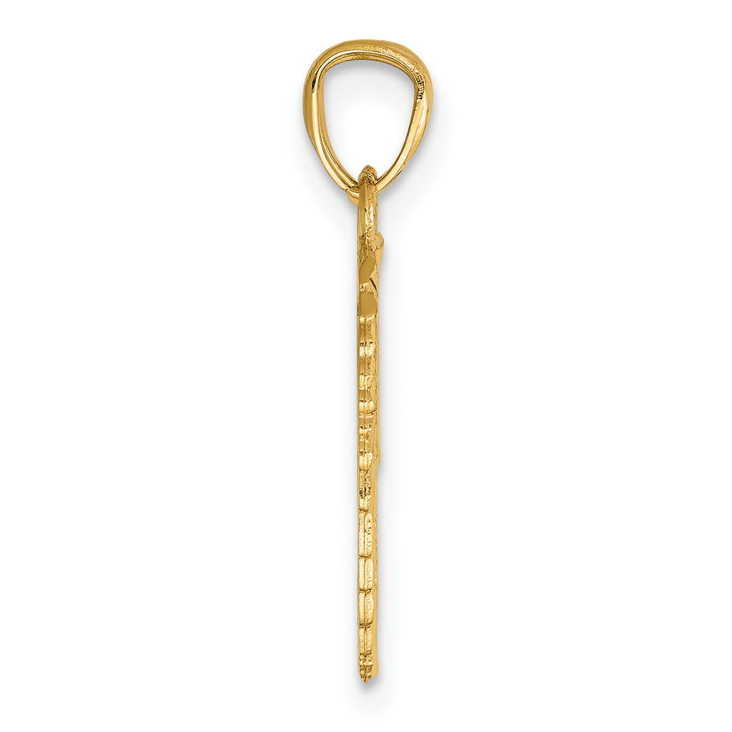 14K Yellow Gold Diamond-Cut Break Apart Wings Pendant for Unisex Elegance