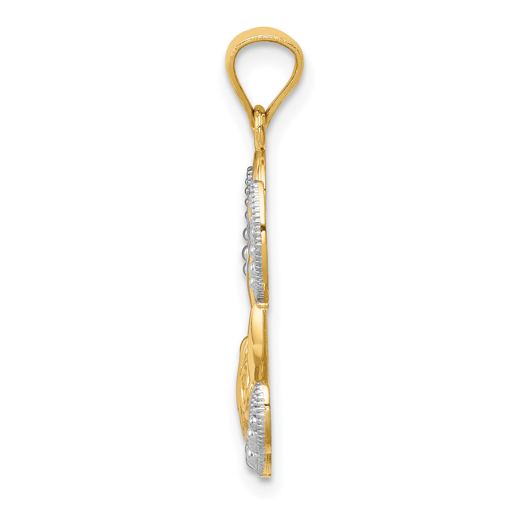 14K Gold & Rhodium Angel Pendant with Love Theme Elegant & Solid Design Secondary image