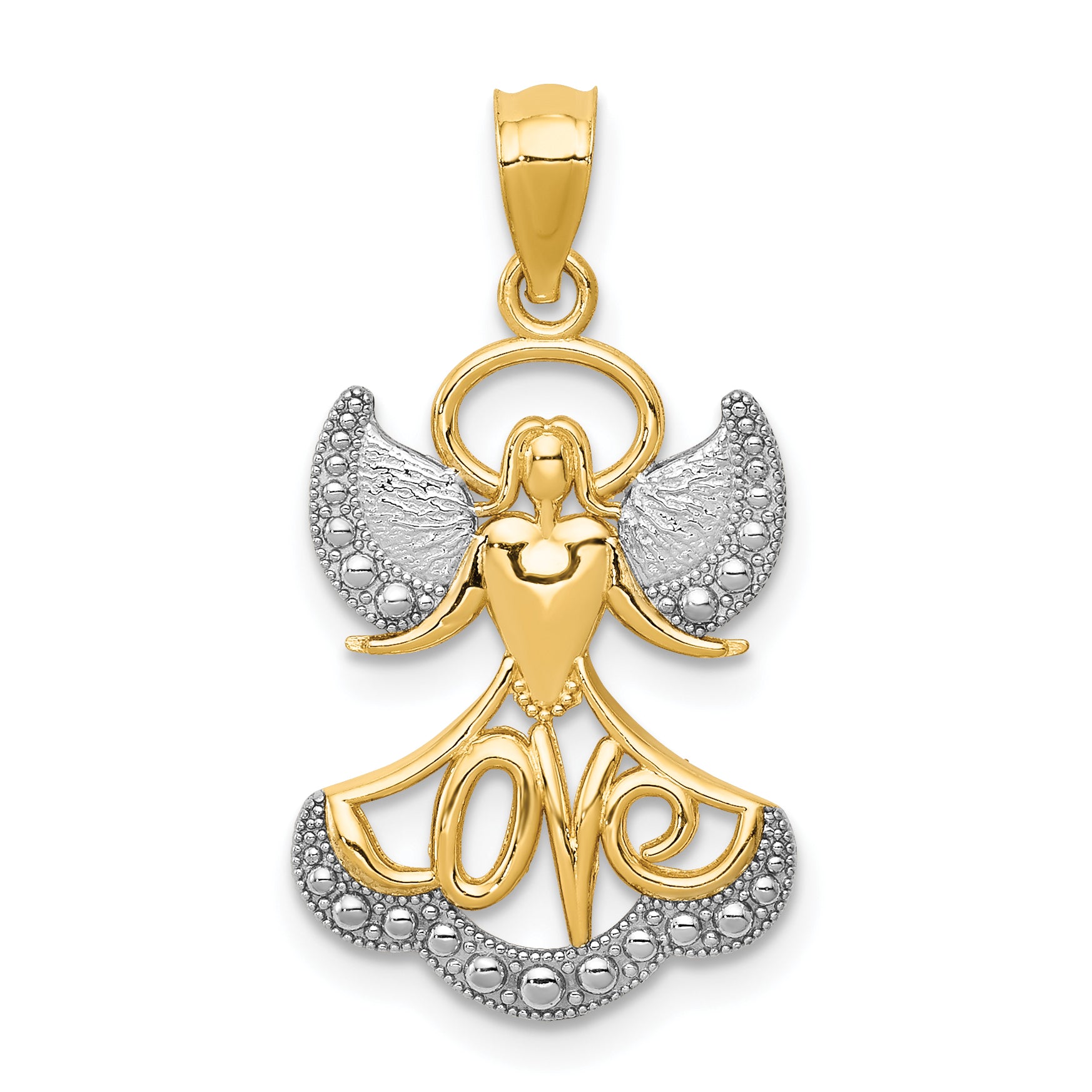 14K w/Rhodium LOVE Angel Pendant Main image