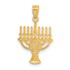 14K Gold Menorah Pendant with White Rhodium Accents  Polished Finish