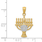 14K Gold Menorah Pendant with White Rhodium Accents  Polished Finish