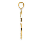 14K Gold Hamsa Pendant with Rhodium Accents, Polished & Brushed Finish