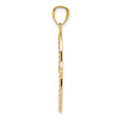 14K Gold Hamsa Pendant with Rhodium Accents, Polished & Brushed Finish