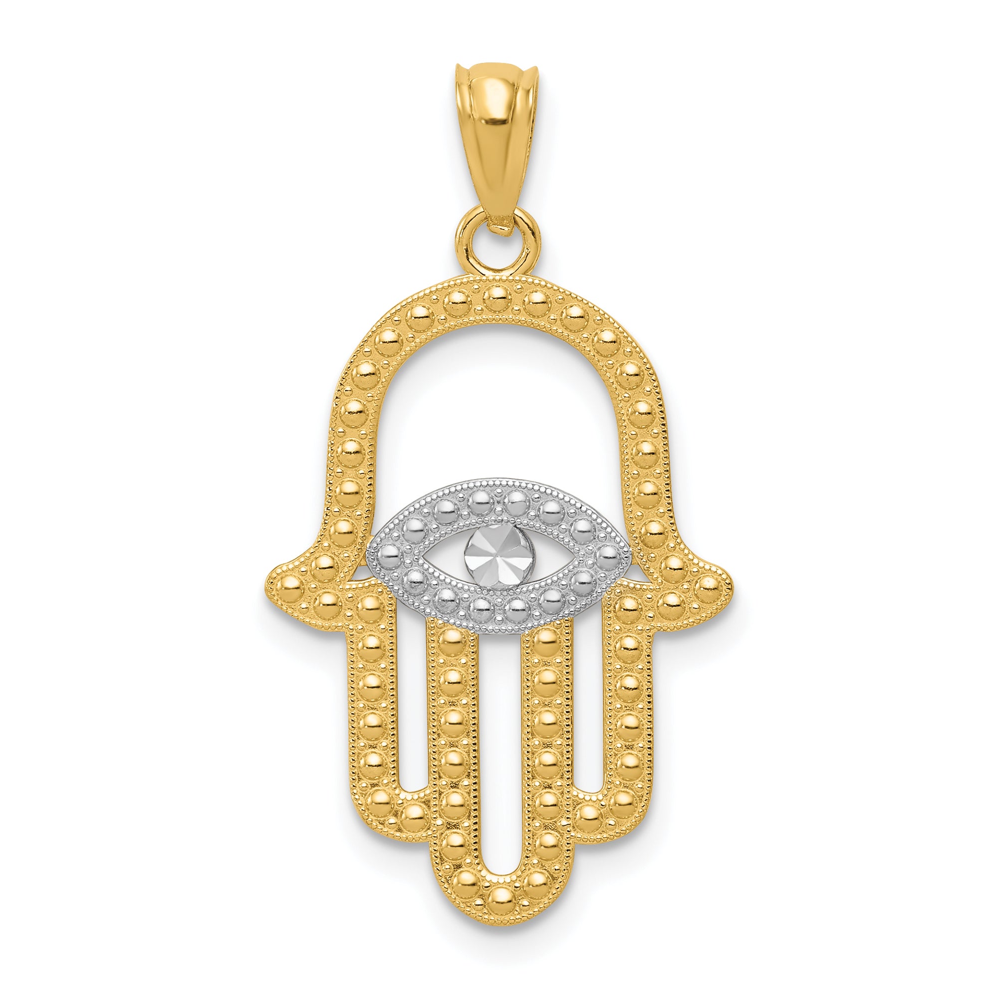 14K w/ Rhodium Hamsa Pendant Main image