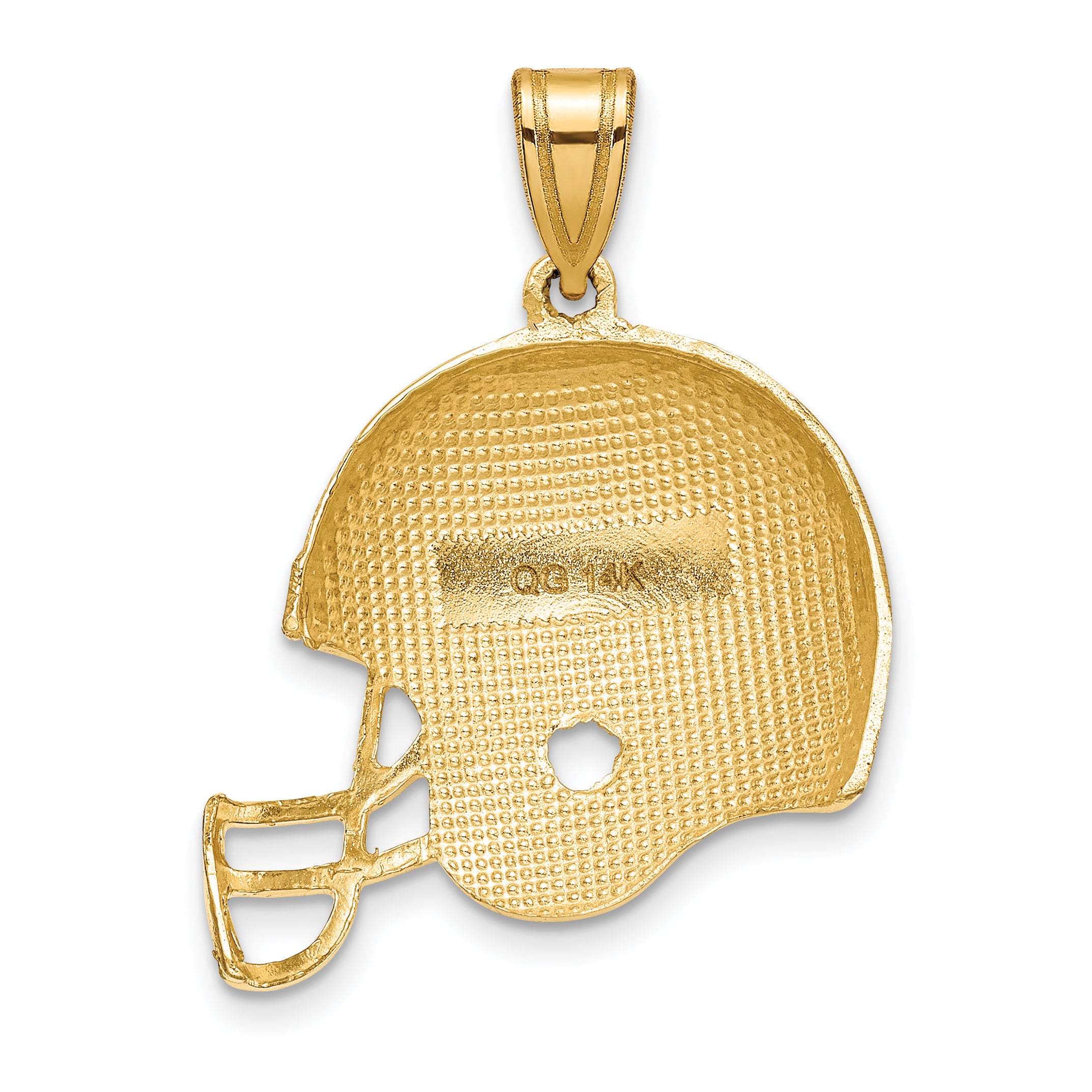 14K Gold Polished Football Helmet Pendant for Men  Bold & Textured Design