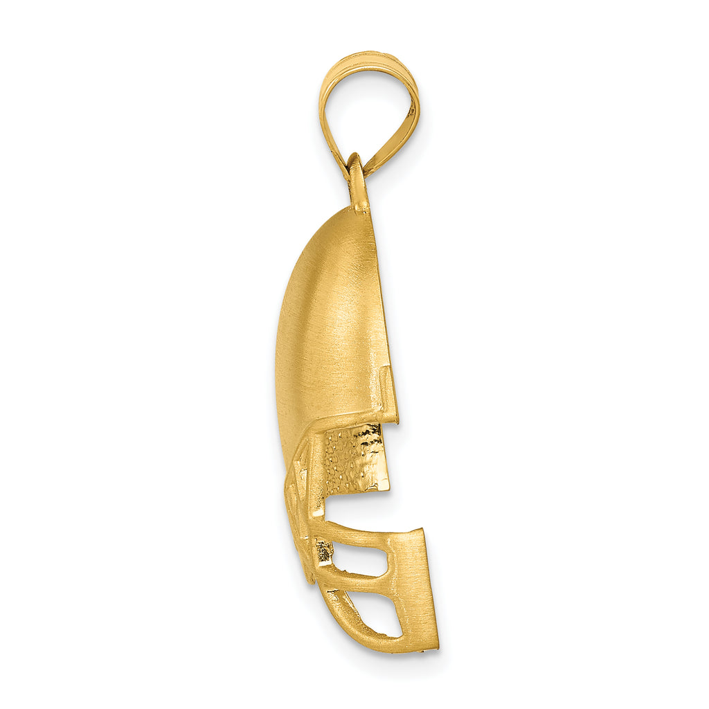14K Yellow Gold Brushed Football Helmet Pendant for Men Satin Finish, 22mm