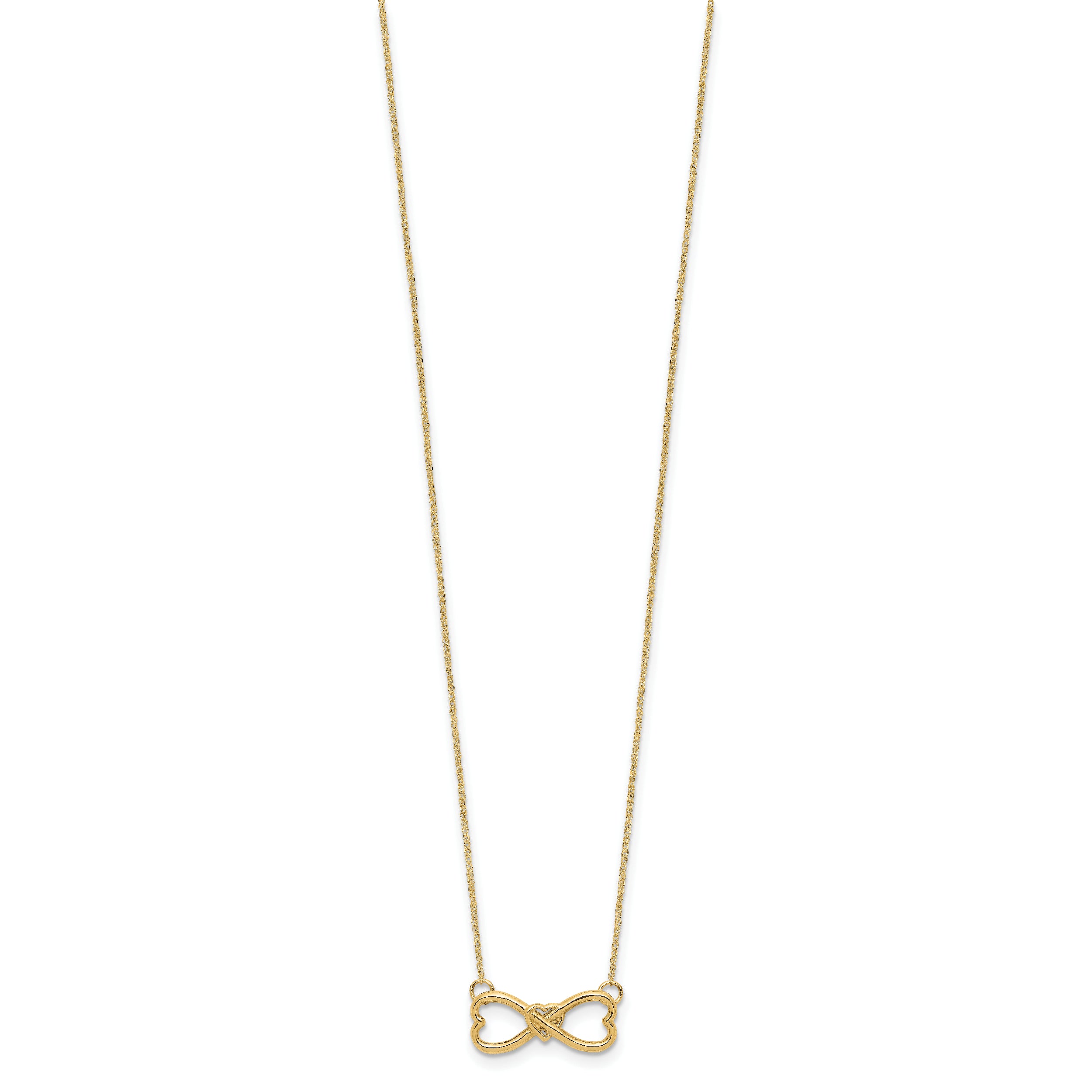 14K Gold Polished Infinity Heart Necklace for Women Elegant 18 Ropa Chain
