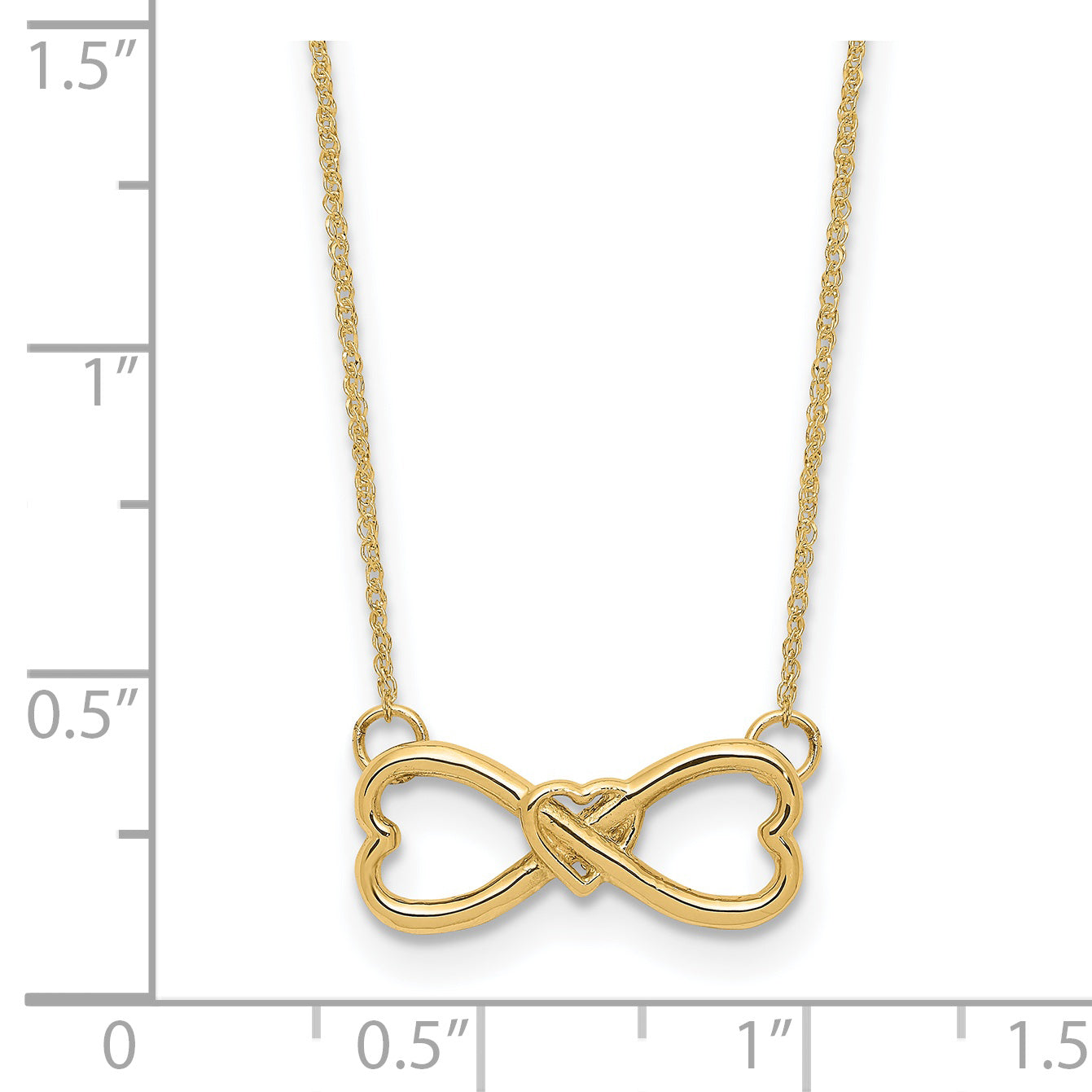 14K Gold Polished Infinity Heart Necklace for Women Elegant 18 Ropa Chain