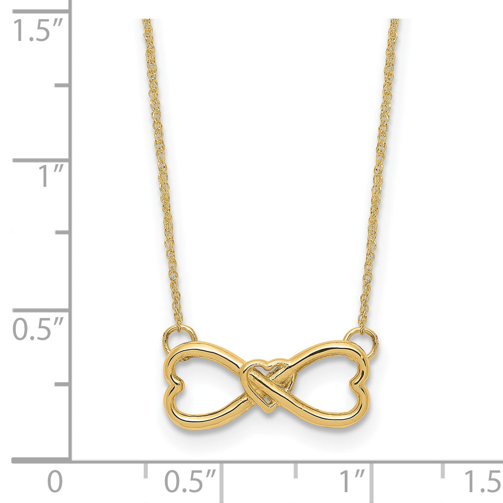 14K Gold Polished Infinity Heart Necklace for Women Elegant 18 Ropa Chain