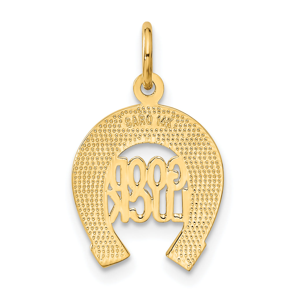 14K Gold Horseshoe Charm with Polished Textured Finish 20mm Elegance