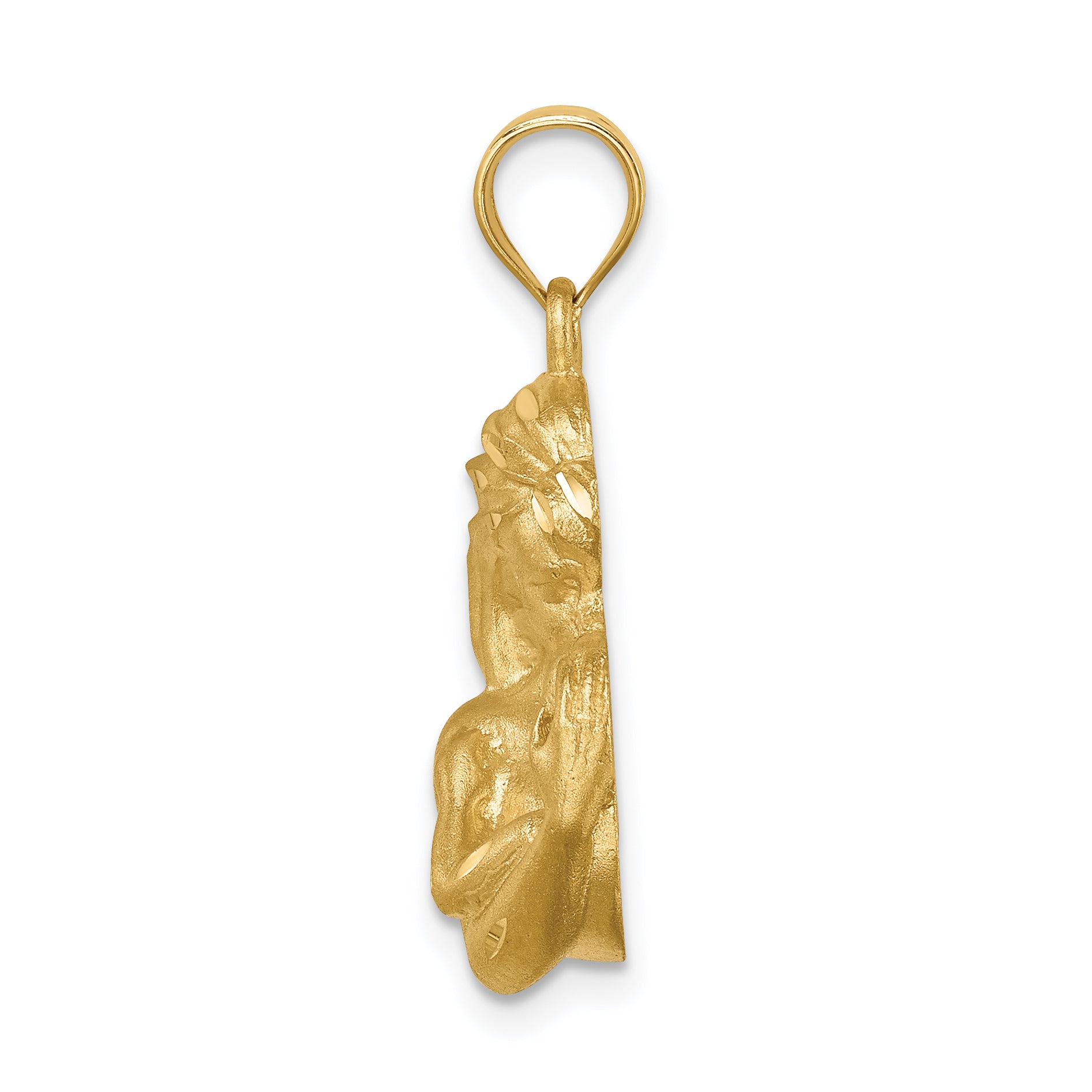 14K Brushed Diamond-cut Mom/Baby Pendant