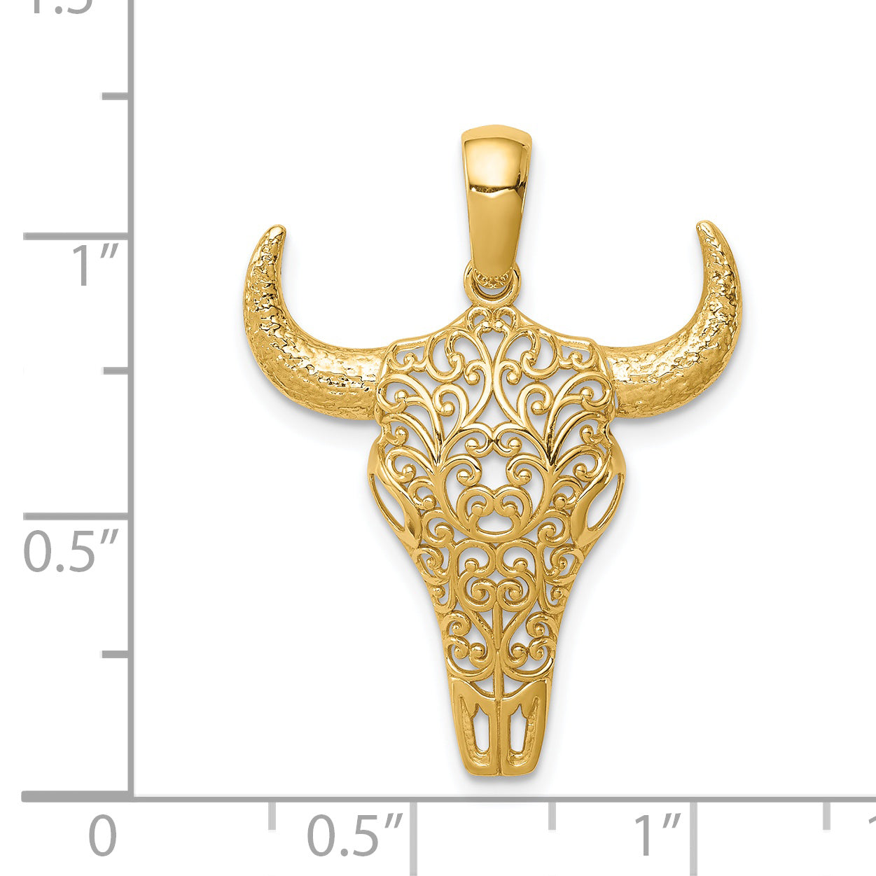 14K Filigree Steer Skull Pendant Secondary image