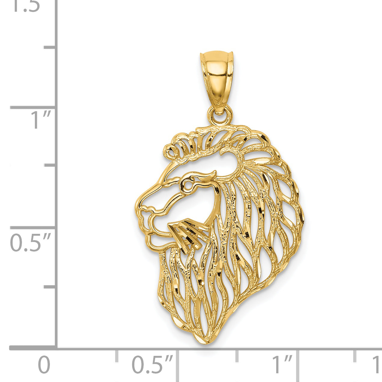 14K Diamond-Cut Lion Profile Pendant Secondary image