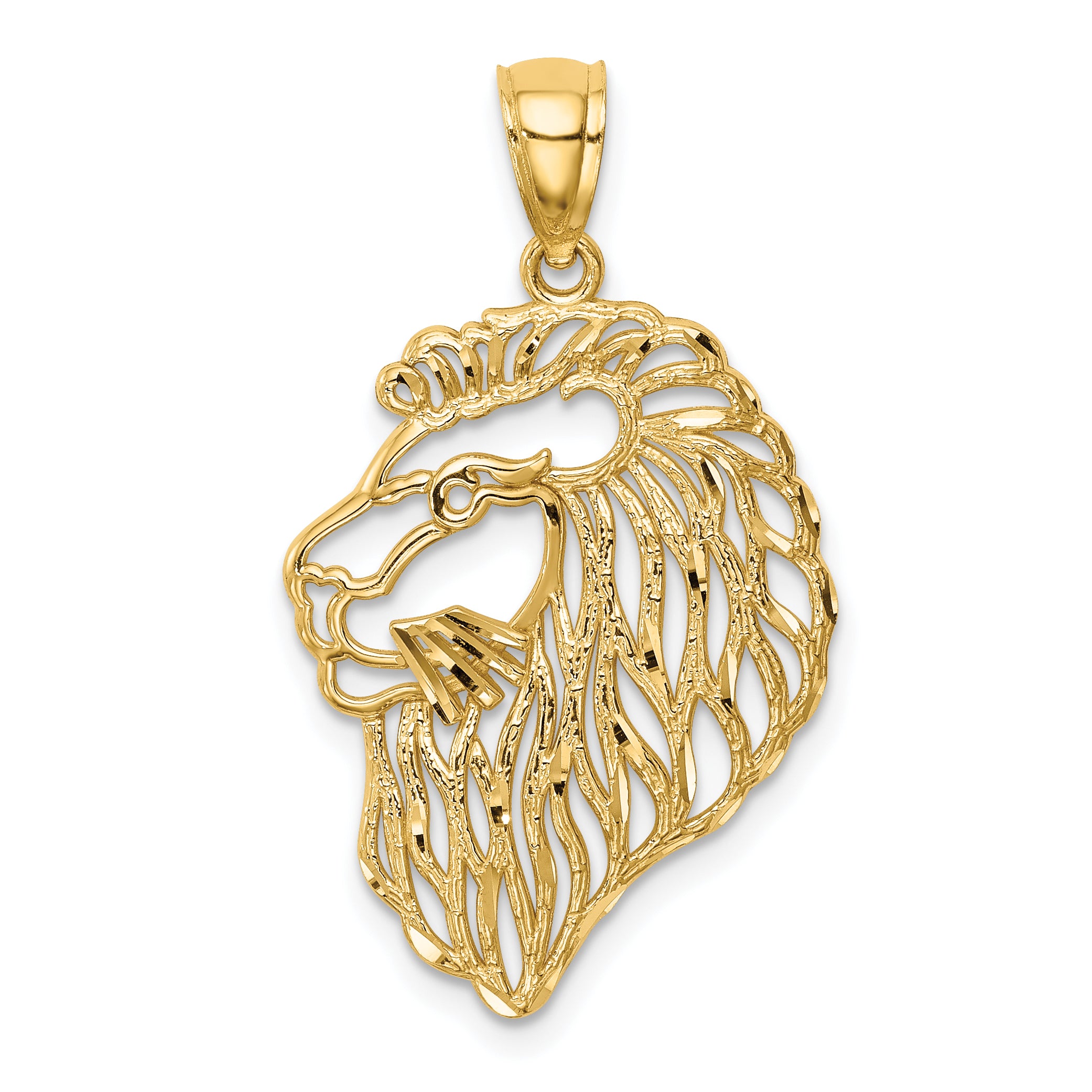 14K Diamond-Cut Lion Profile Pendant Main image
