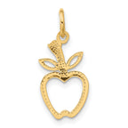14K Gold Polished Apple Charm with Diamond-Cut Textured Details Elegant