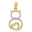 14k White Rhodium Diamond-cut Sitting Cat Pendant