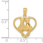 14K Sitting Cats in a Heart Pendant