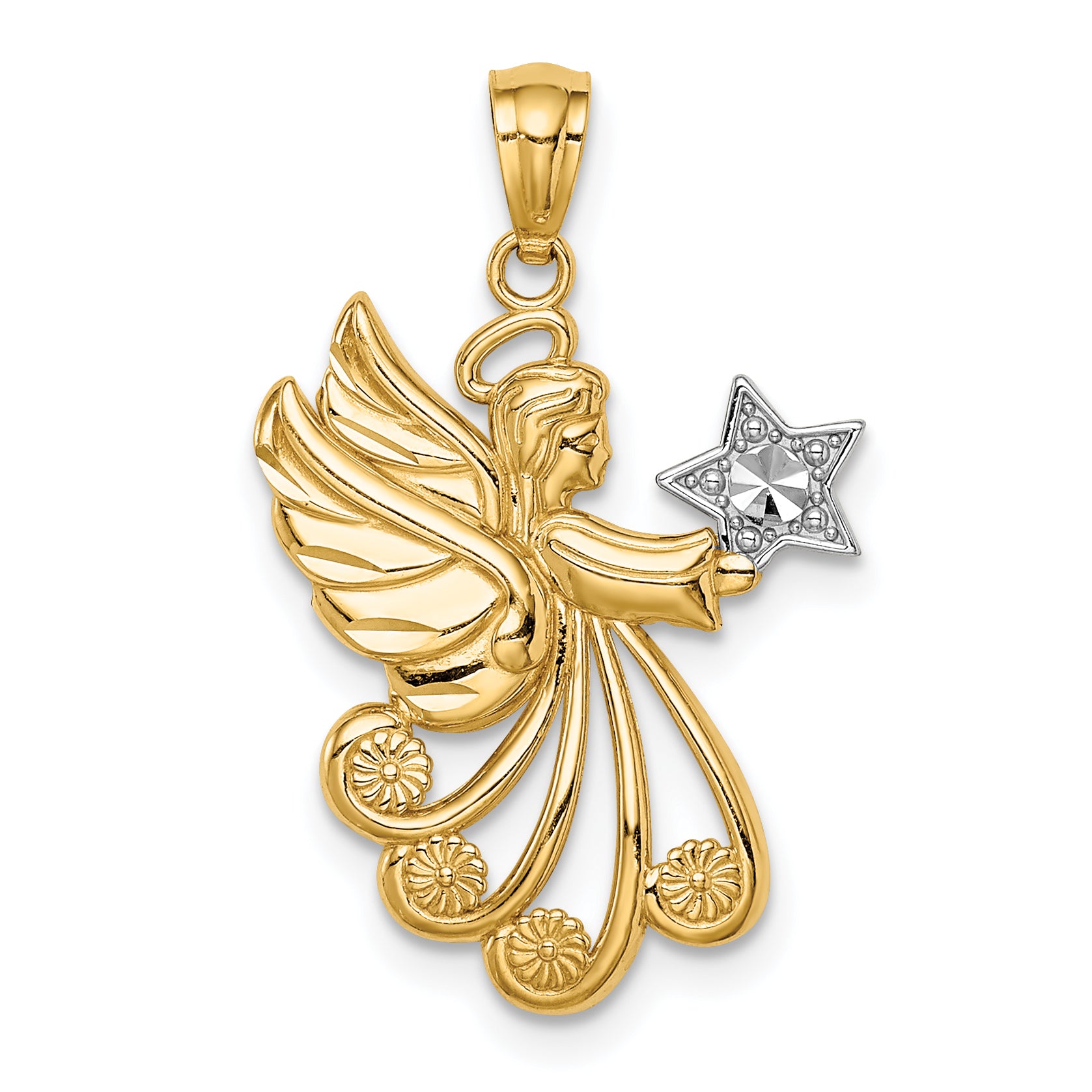 14K w/Rhodium D/C Angel with a Star Main image