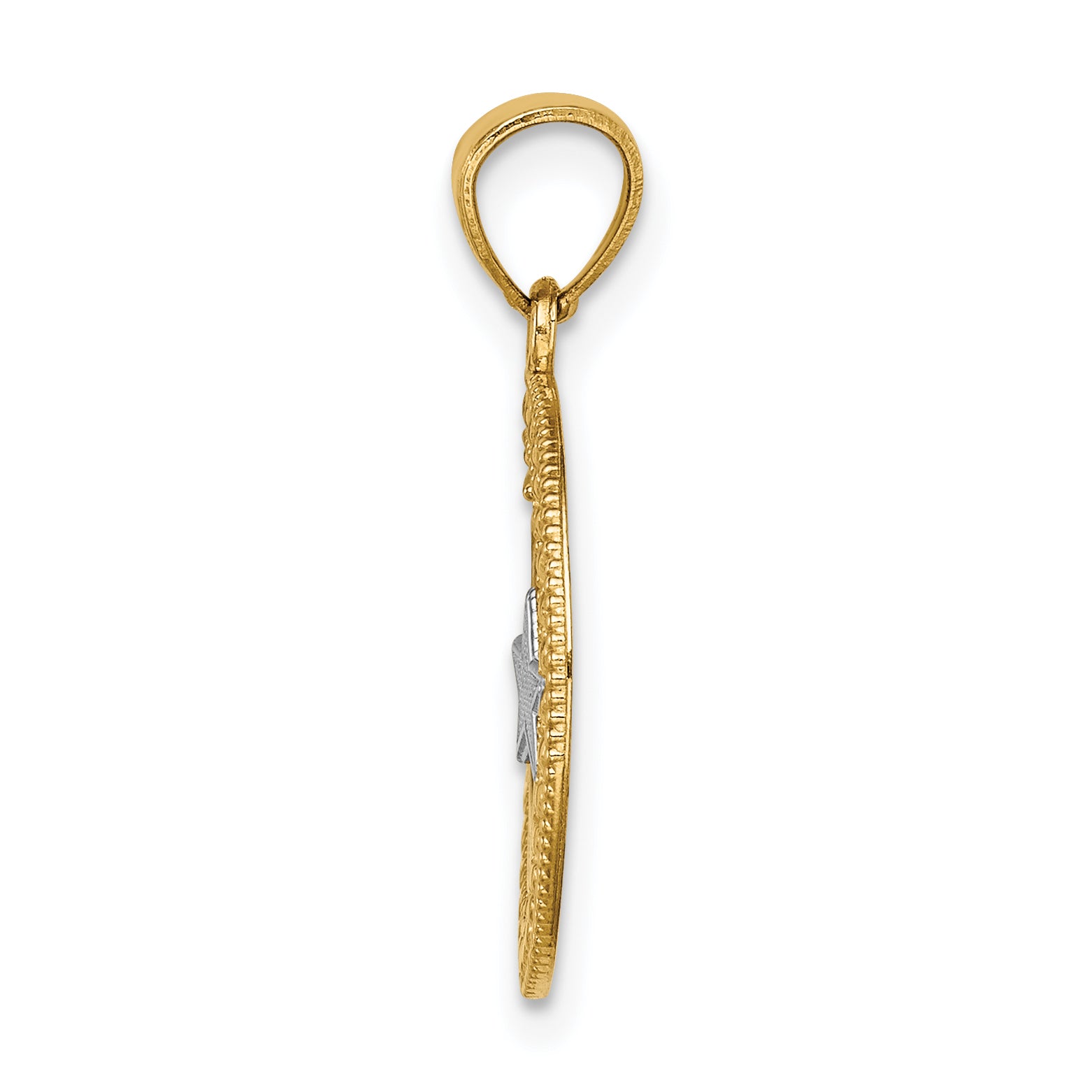 14K w/Rhodium Star & Moon Pendant