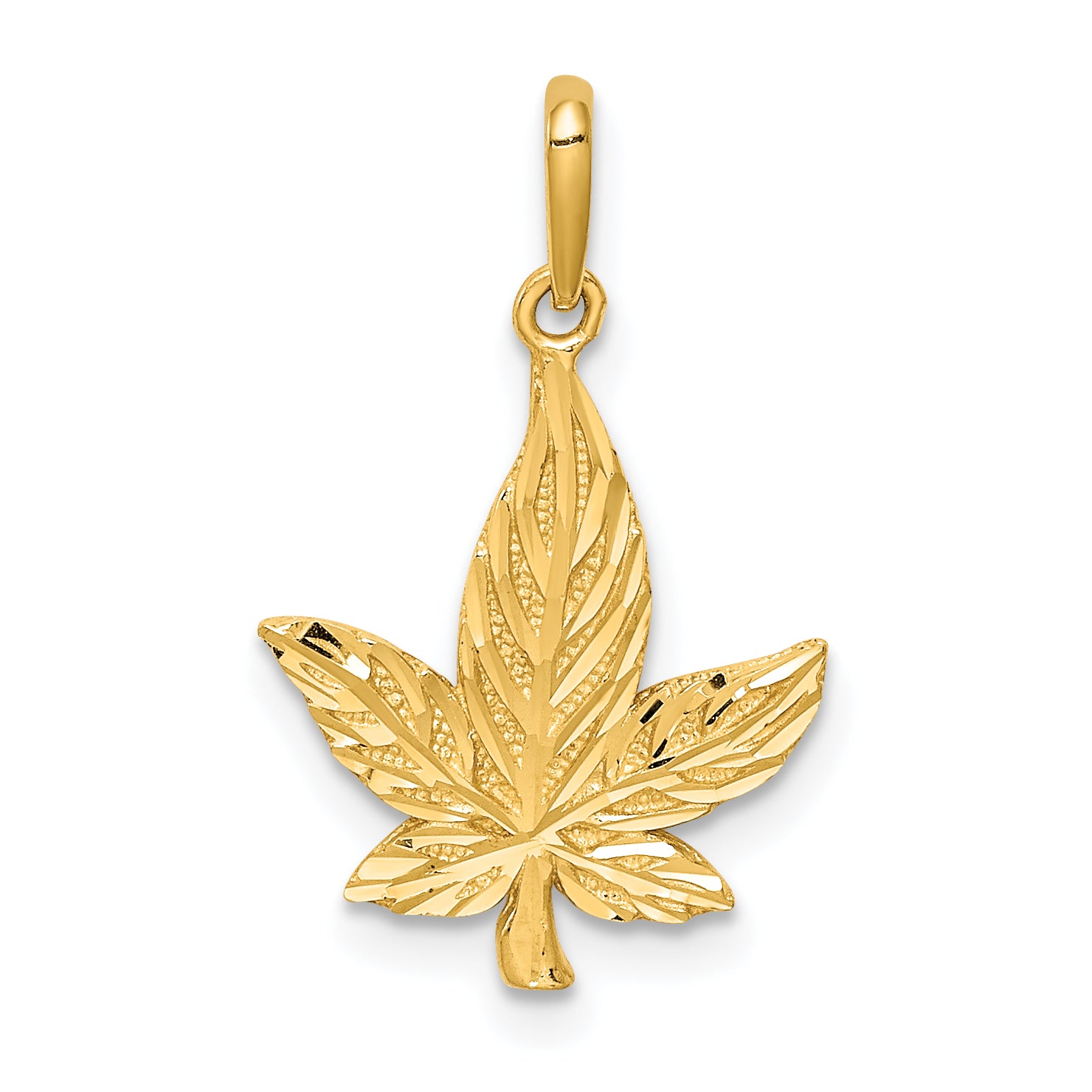 14K Diamond-Cut Leaf Pendant Main image