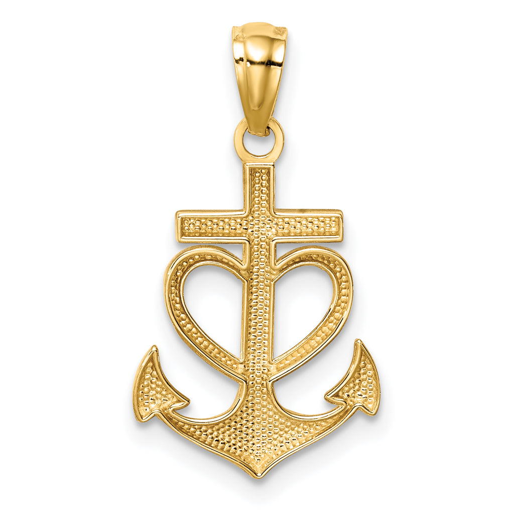 14K Anchor with Heart Pendant