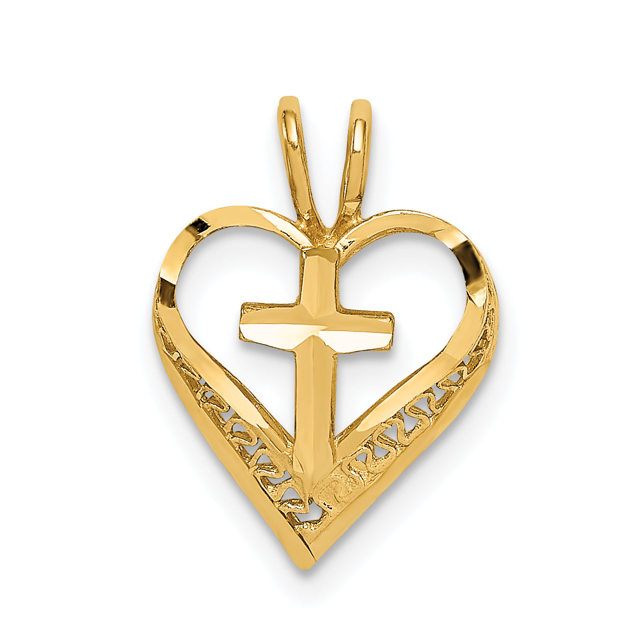 14K D/C Heart w/Cross Chain Slide Main image