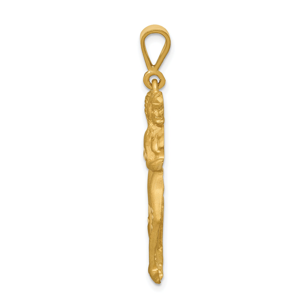 14K Gold Satin Diamond-Cut Gemini Zodiac Charm  Elegant and Themed Design