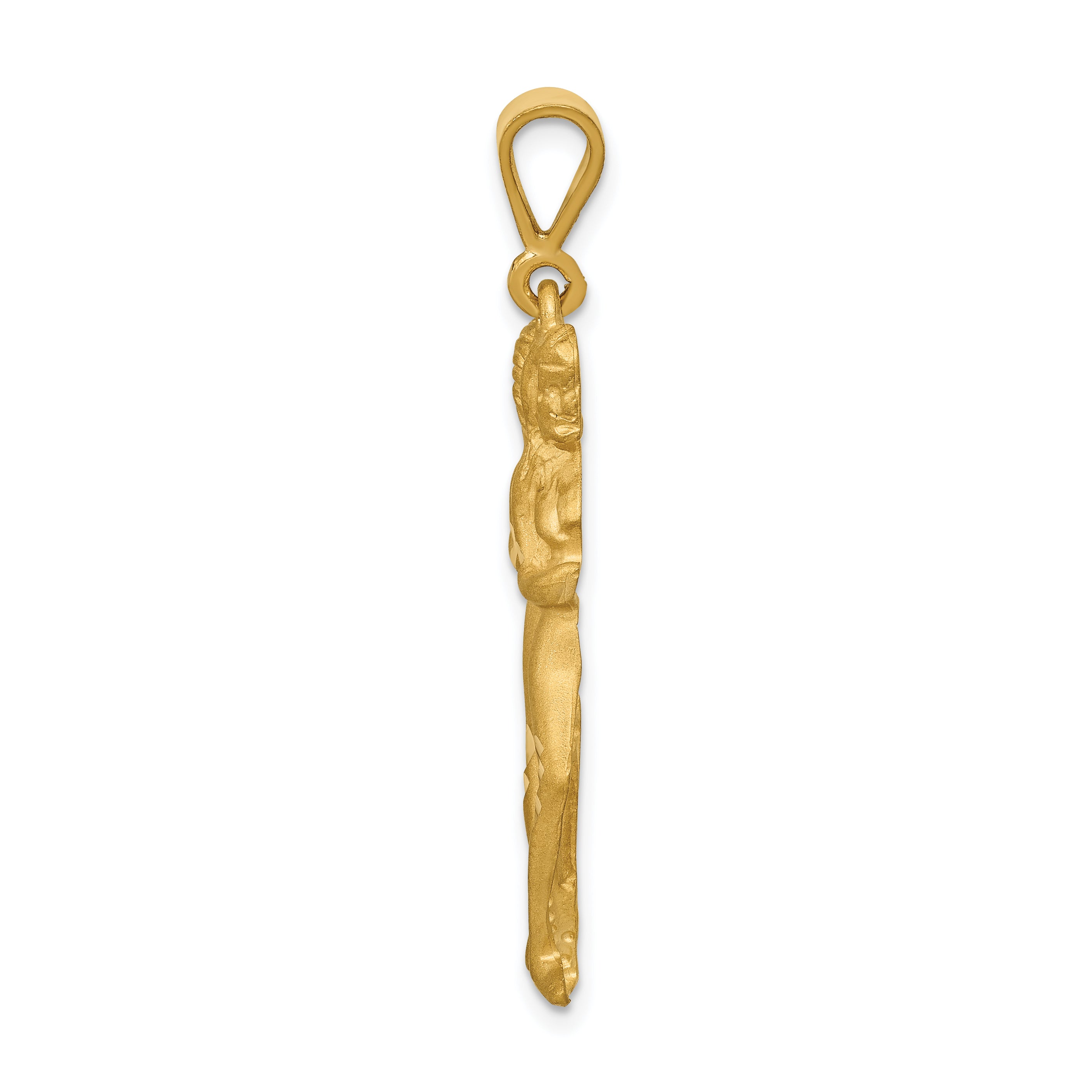 14K Gold Satin Diamond-Cut Gemini Zodiac Charm  Elegant and Themed Design