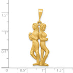 14K Gold Satin Diamond-Cut Gemini Zodiac Charm  Elegant and Themed Design
