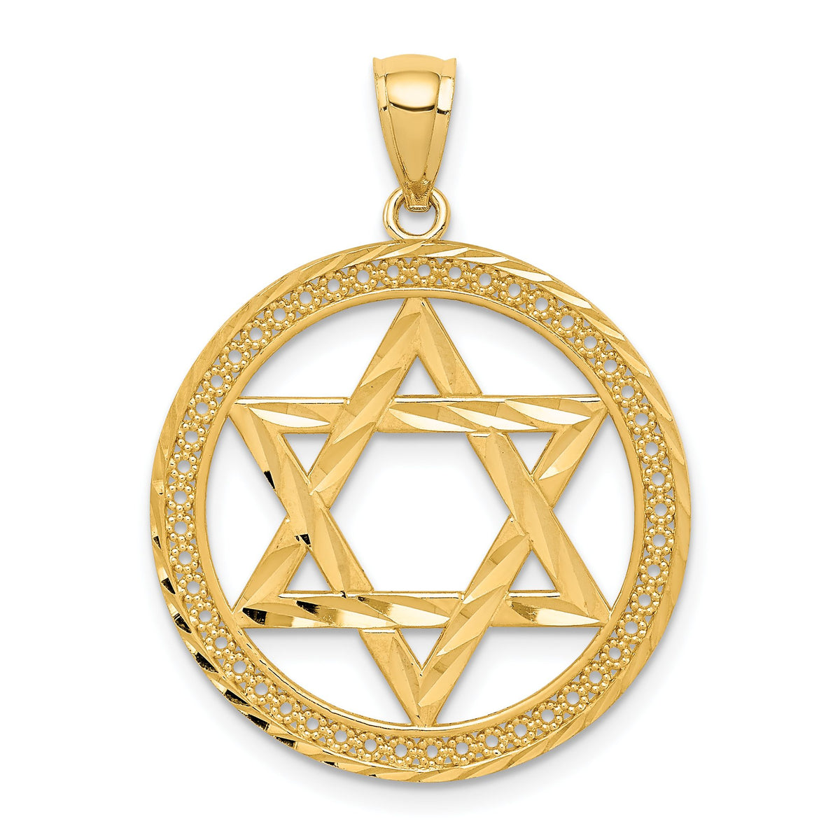 Star of David Round Pendant in 14K Yellow Gold, 30mm - Sophia Jewelers Main image