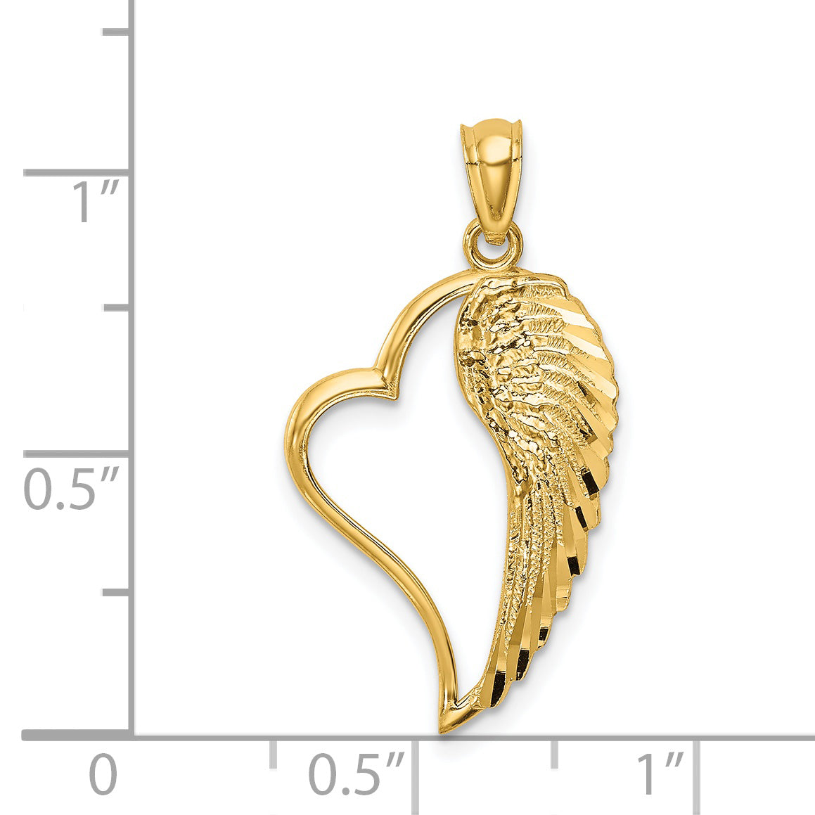 14K Polished Heart and Wing Pendant Secondary image