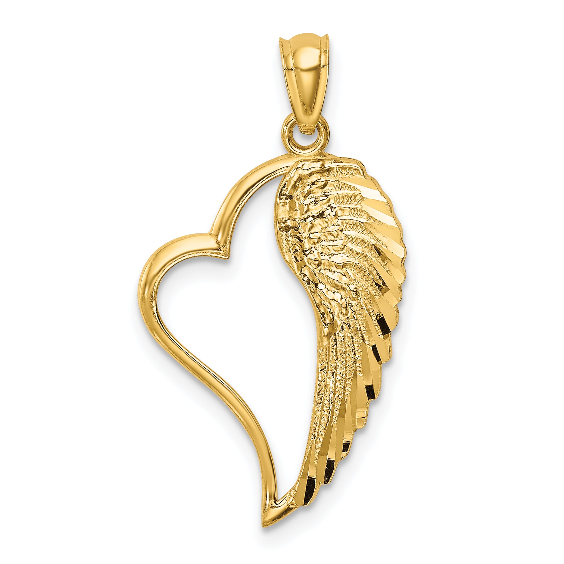 14K Polished Heart and Wing Pendant Main image