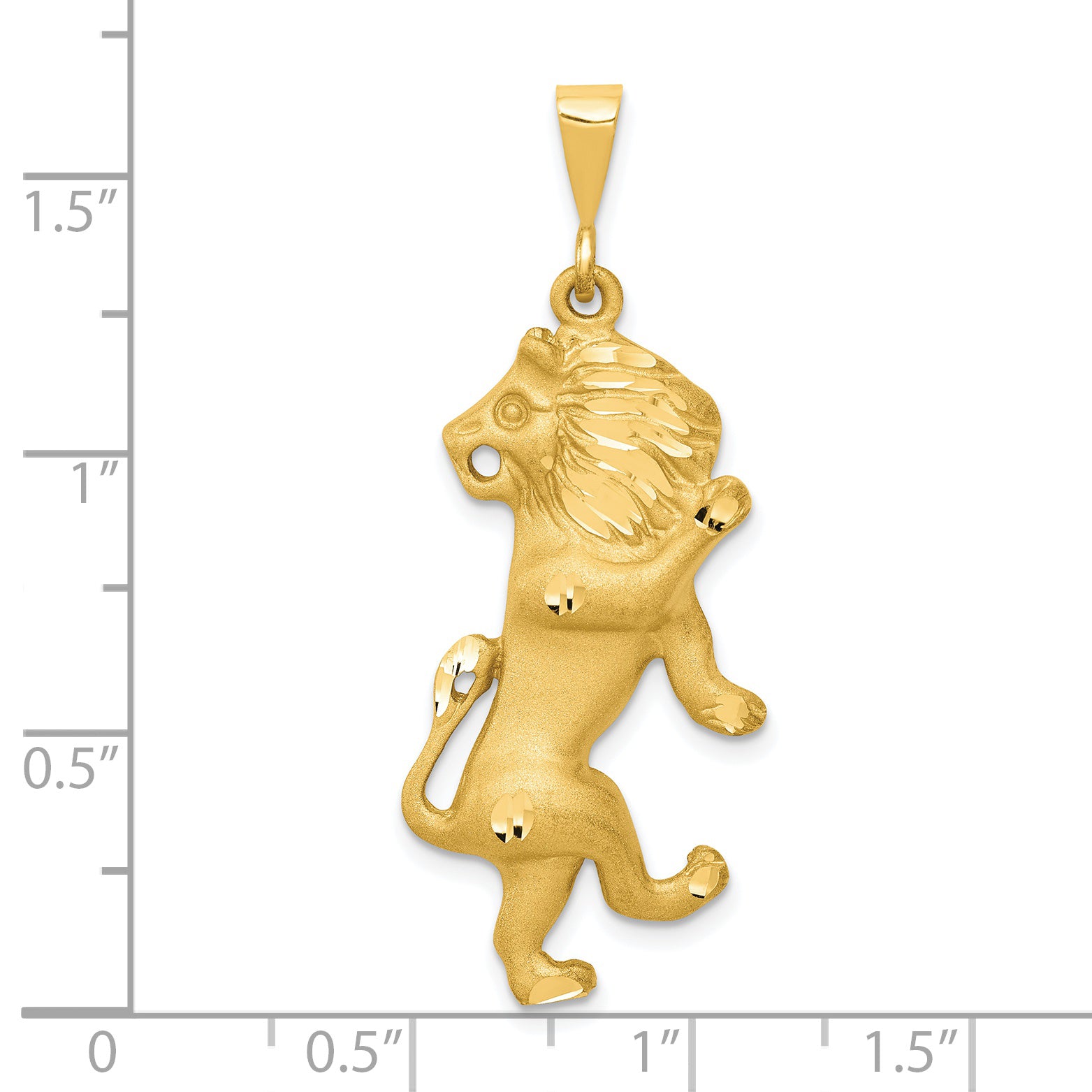 14K Gold Leo Zodiac Charm with Satin Finish and Diamond-Cut Detailing