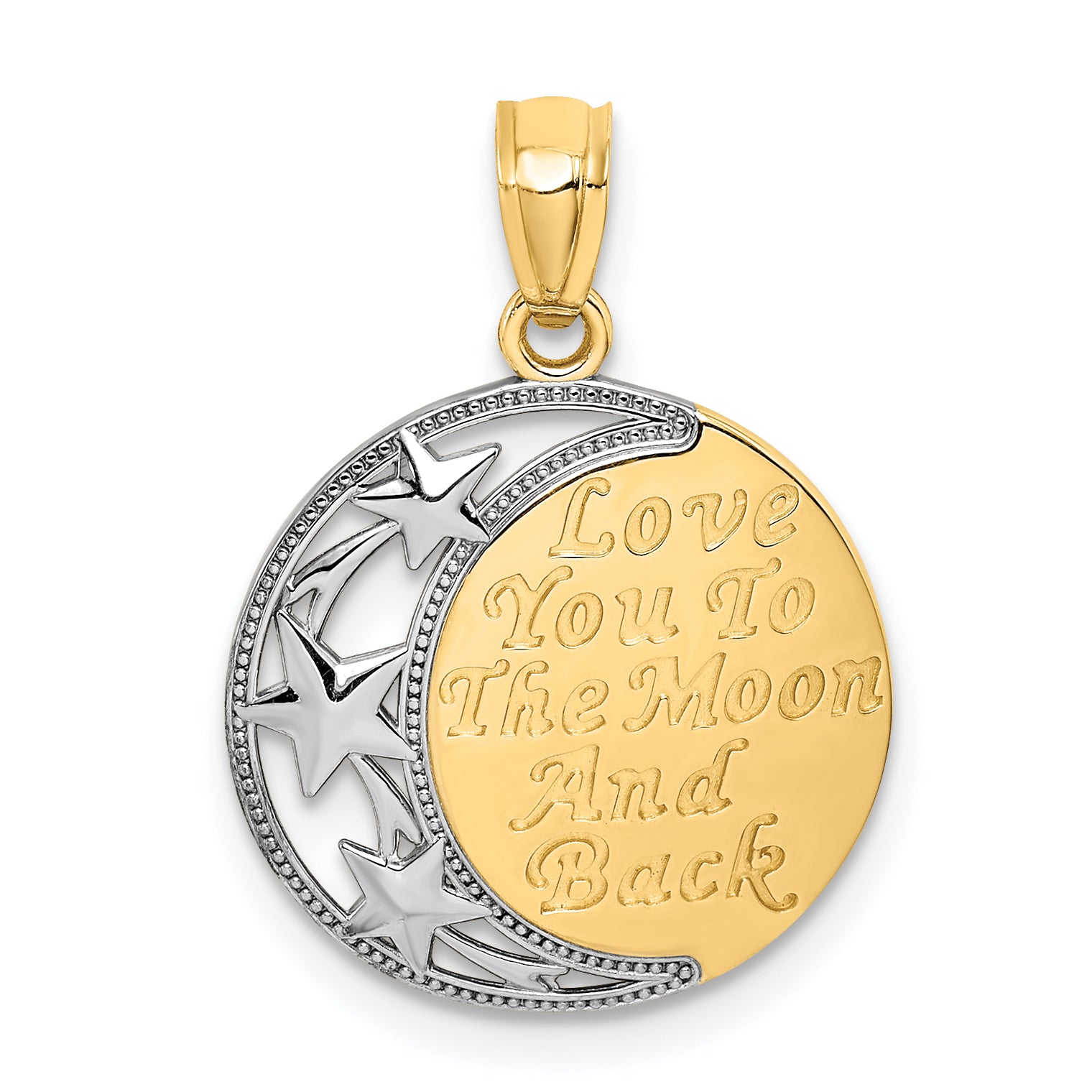 14K w/ Rhodium LOVE YOU TO THE MOON AND BACK Pendant