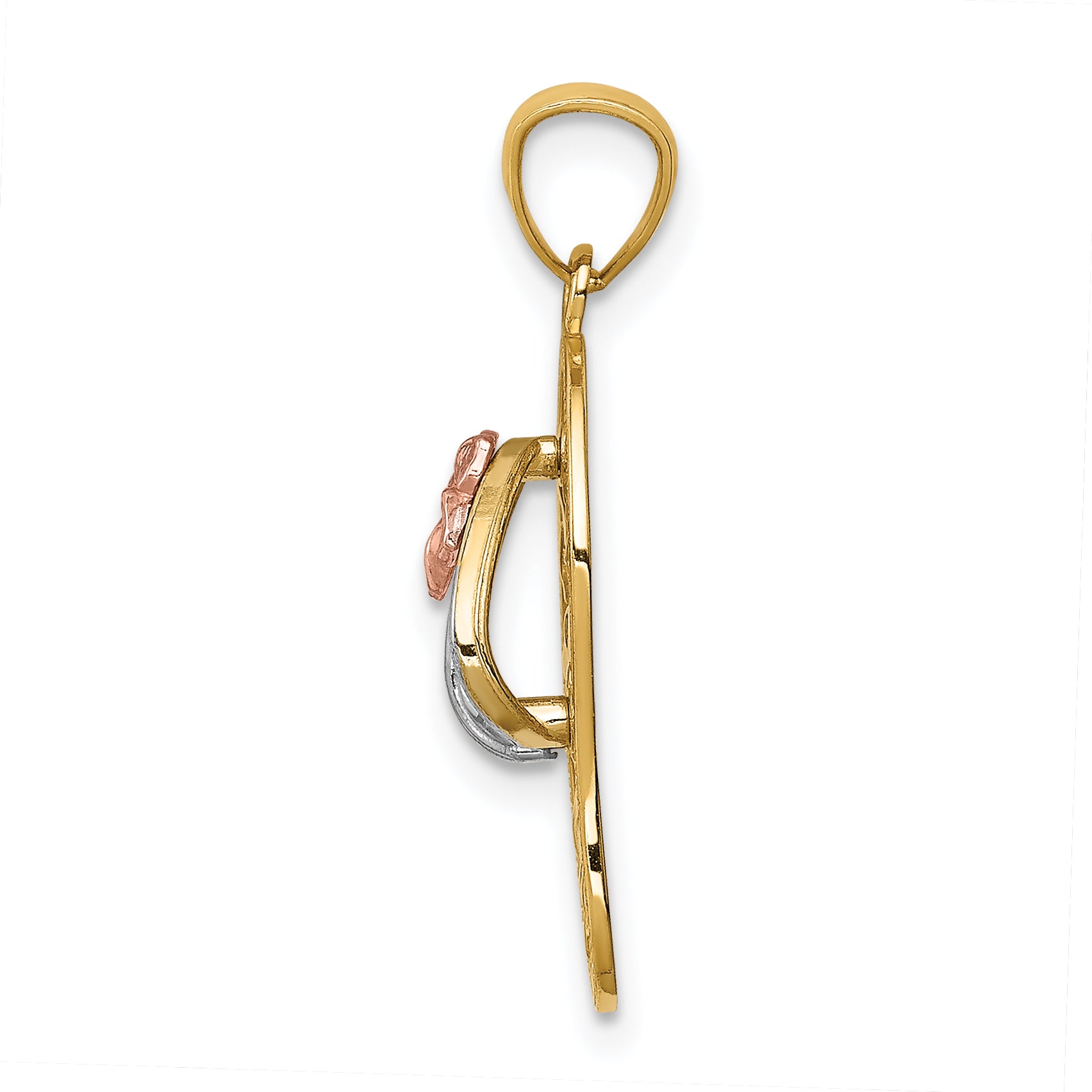 14K Tri Color Plumeria Sandal Pendant Secondary image