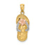 14K Tri Color Plumeria Sandal Pendant