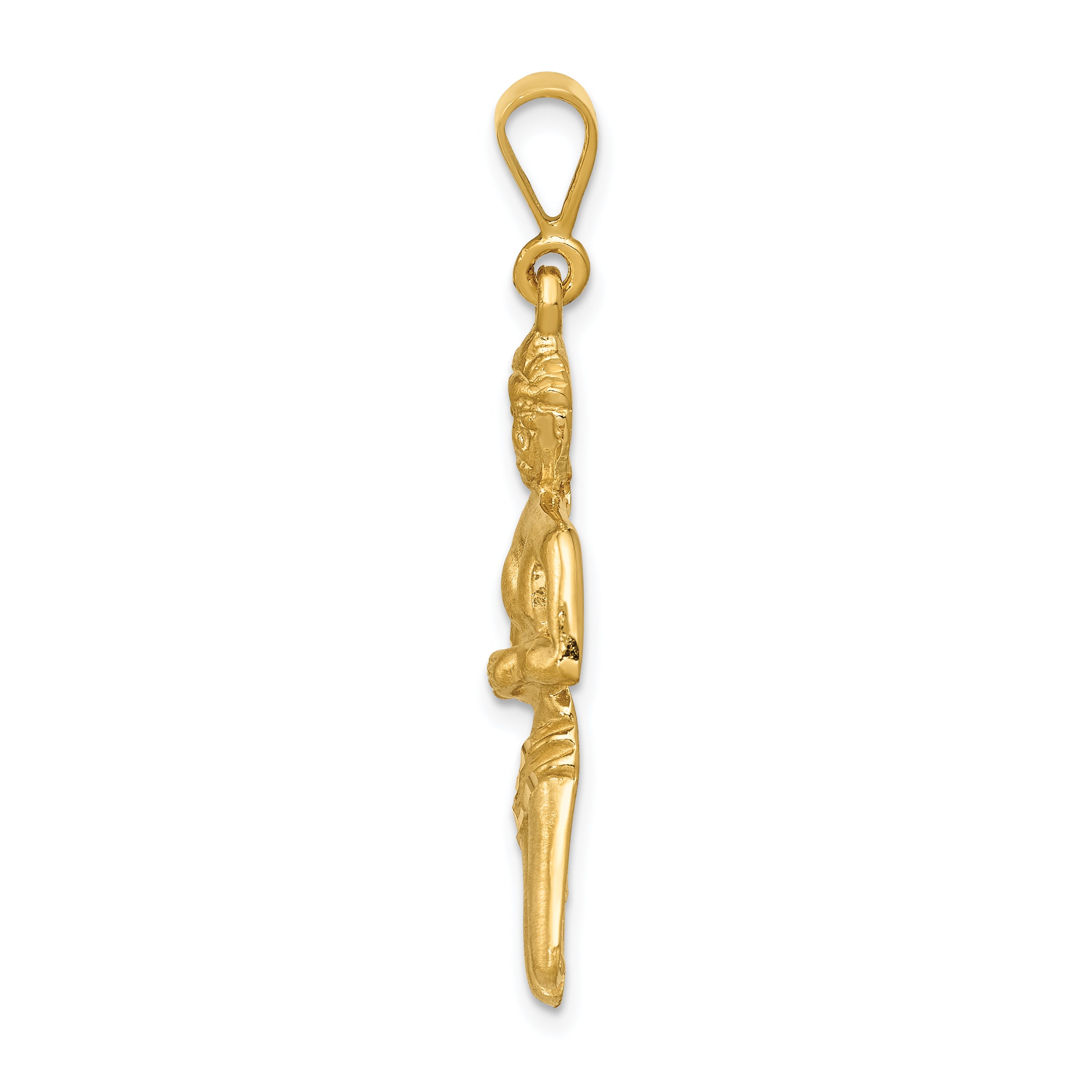 14K Gold Satin Diamond-Cut Virgo Zodiac Pendant  Elegant Themed Charm