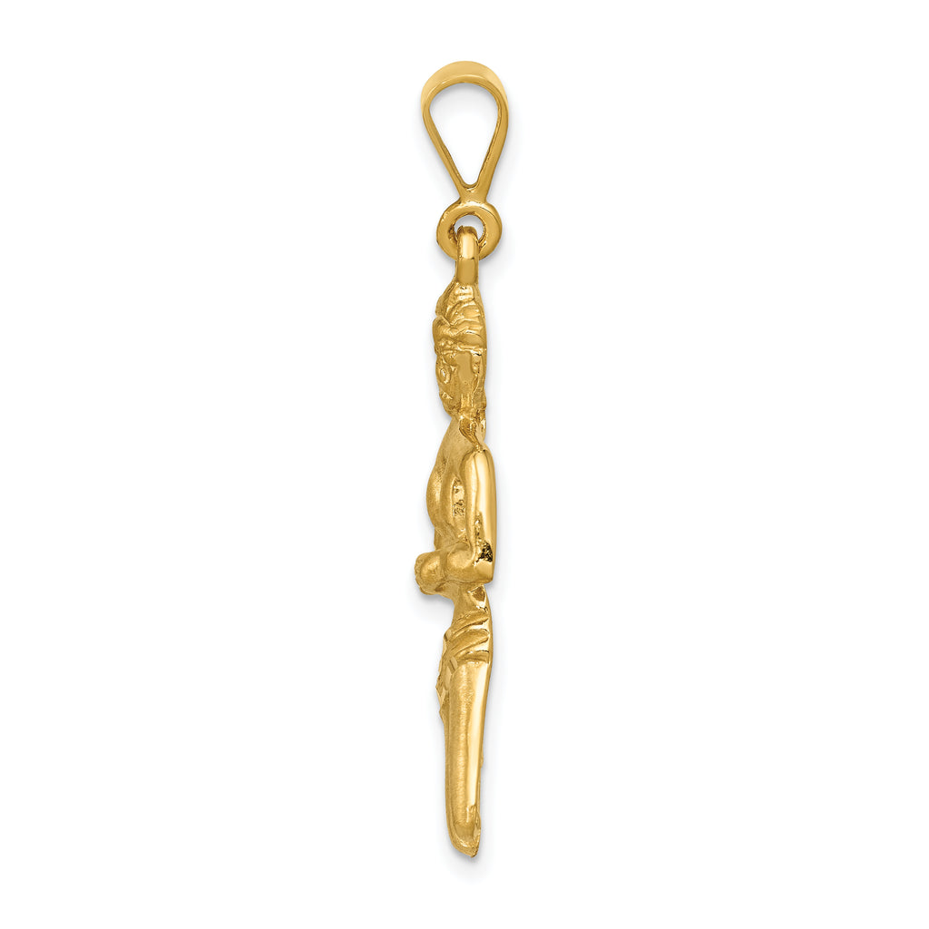 14K Gold Satin Diamond-Cut Virgo Zodiac Pendant  Elegant Themed Charm