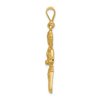 14K Gold Satin Diamond-Cut Virgo Zodiac Pendant  Elegant Themed Charm