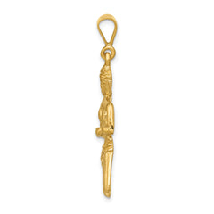 14K Gold Satin Diamond-Cut Virgo Zodiac Pendant  Elegant Themed Charm