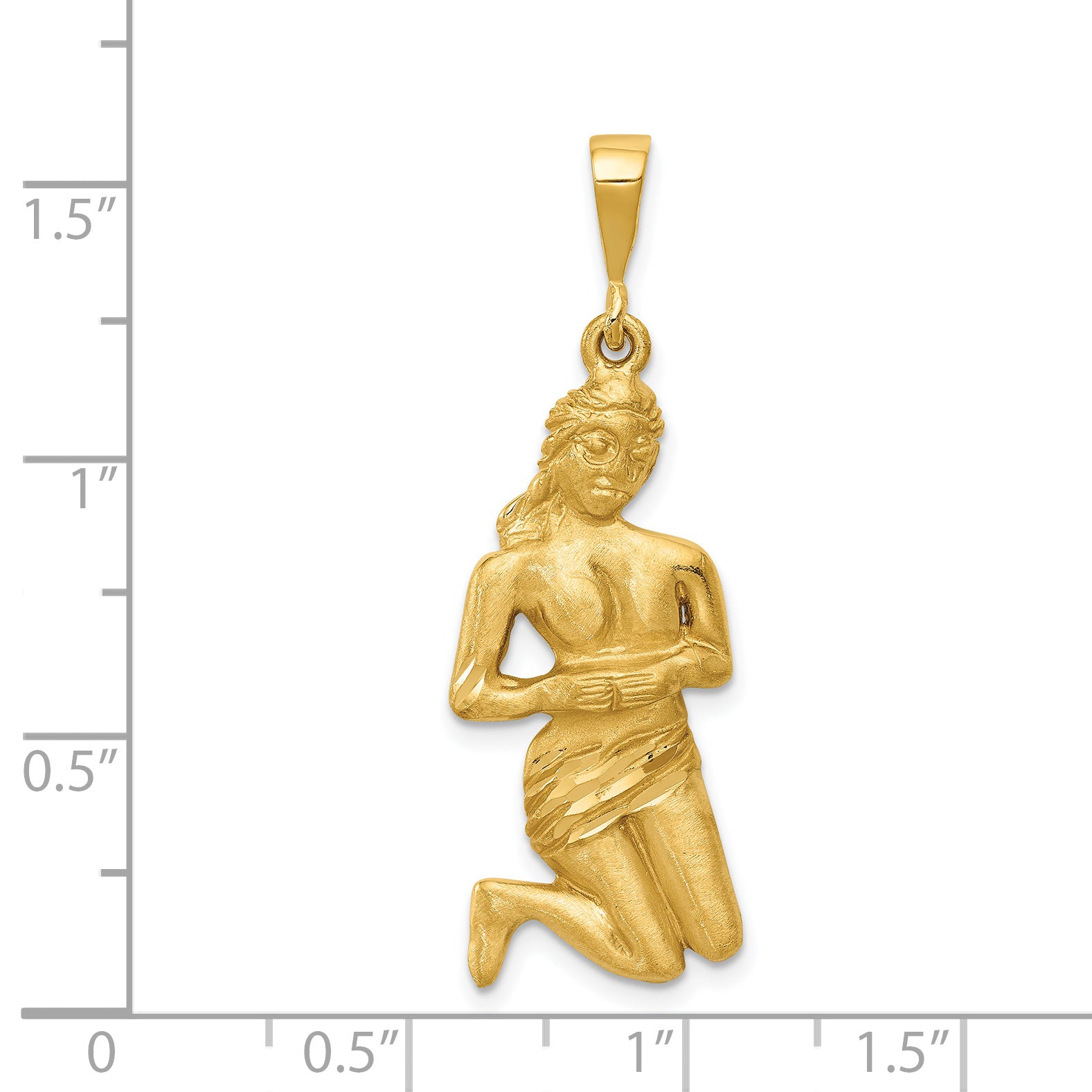 14K Gold Satin Diamond-Cut Virgo Zodiac Pendant  Elegant Themed Charm