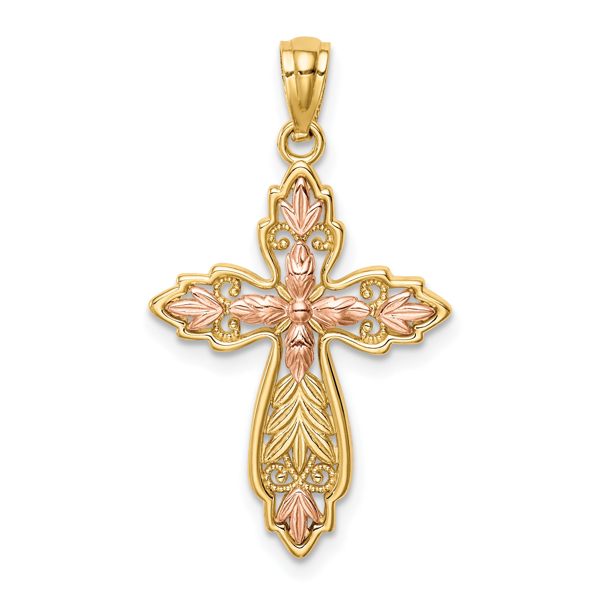 14K Two-Tone Cross Pendant Main image