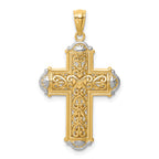 14K White Rhodium D/C Reversible Cross Pendant