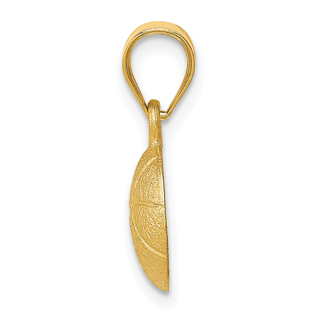 14K Gold Basketball Charm with Polished Finish and Textured Details