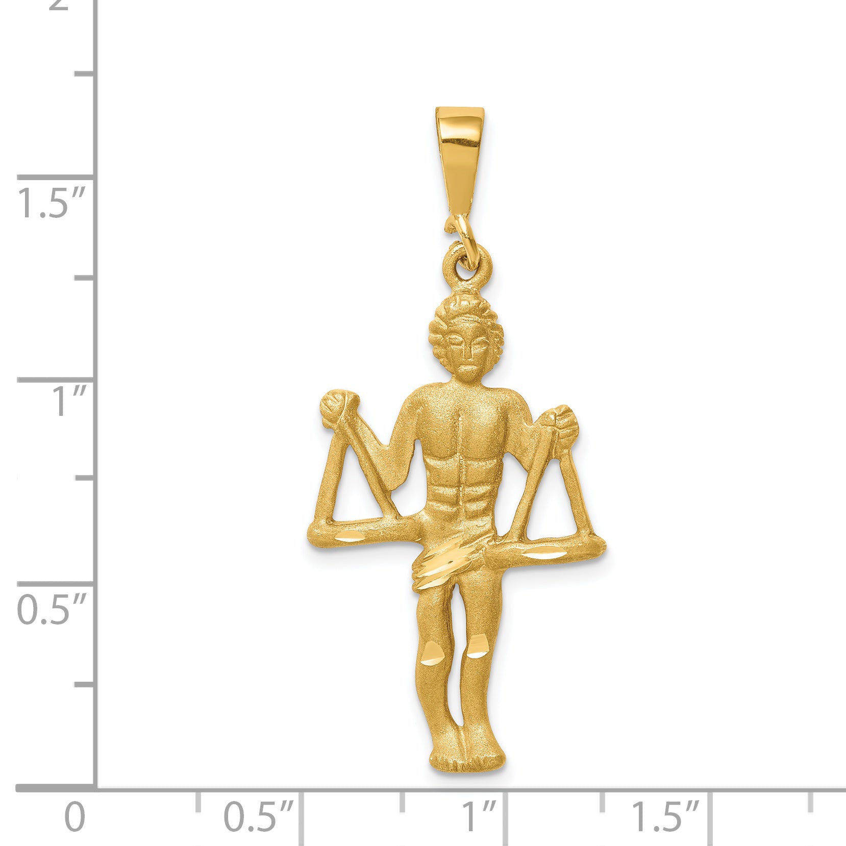 14K Gold Satin Diamond-Cut Libra Zodiac Charm  Elegant, Themed Design