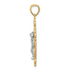14K Two-Tone w/Rhodium Inri Budded Crucifix