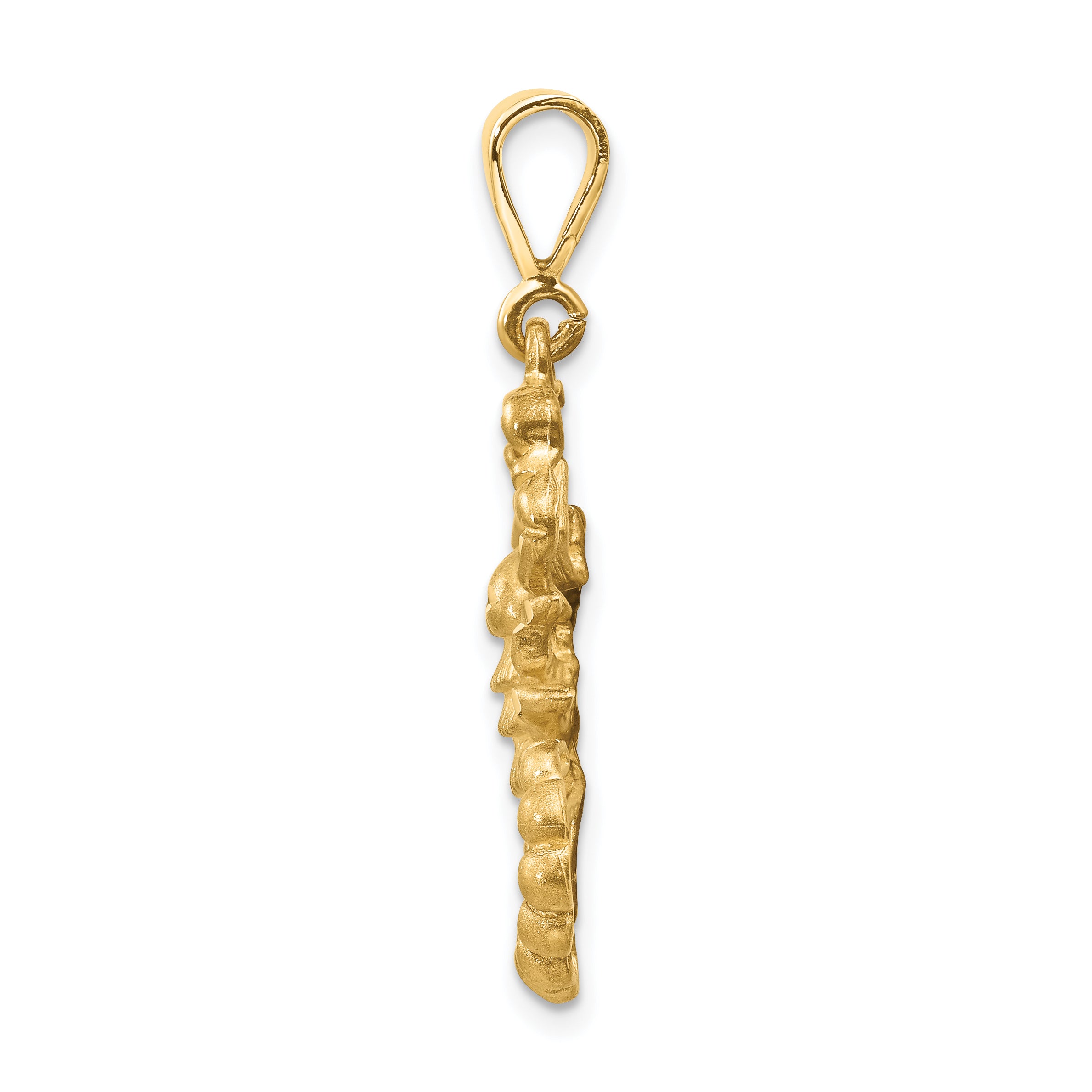 14K Gold Satin Diamond-Cut Scorpio Zodiac Charm Elegant Themed Pendant